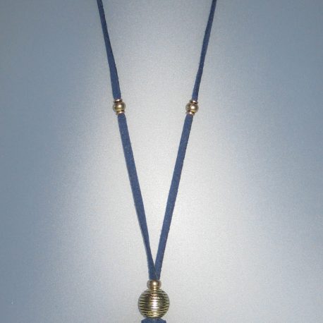 107-314 Penjoll de lapislàtzuli, 45 mm diàmetre, antelina blava, fornitures ajustables de metall daurades