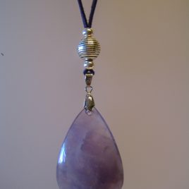 Pendant with amethyst, 50x30,5 mm, violet antelina, Adjustable metal silver buttons