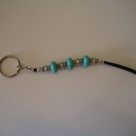 Keychain tuqueses and black suede,180x18 mm