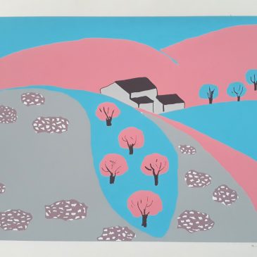 Concha Ibañez - paisatge blau i rosa - Àngels Canut