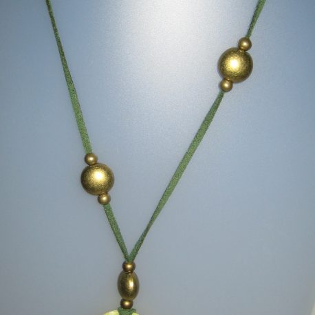 122-314 Penjoll de bowenita, 60×45 mm, antellina verda, fornitures ajustables de metall daurades