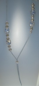 Sodalite necklace, antelina blava, Adjustable metal silver buttons