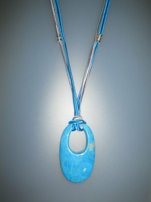 Penjoll de turquenita, 160x35 mm, soutage blau i gris, forni. plateja Col·lecció Detalls