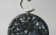 281-1214 Silver Collection. Black jade pendant, 70mm dia, cut on both sides, argent i soutage negra