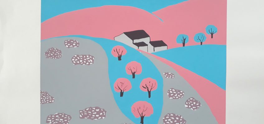 Concha Ibañez - paisaje azul y rosa - Àngels Canut